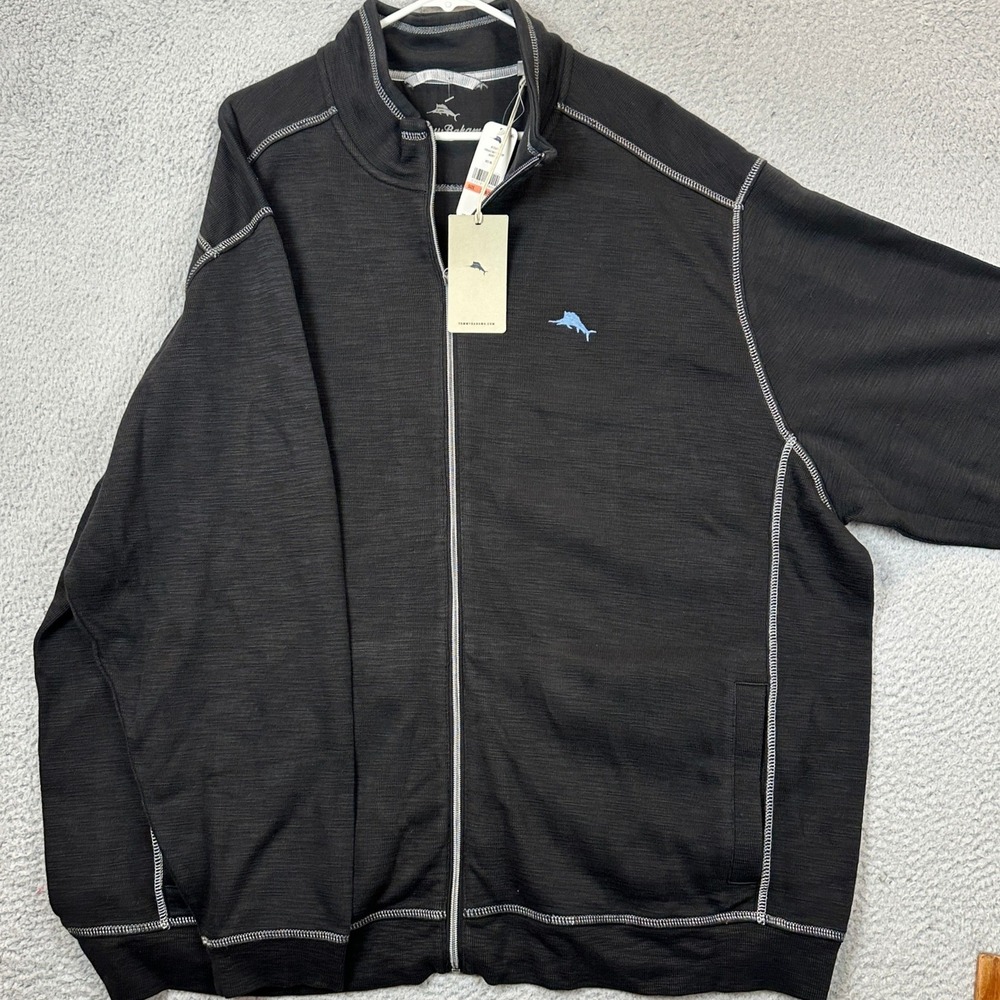 NEW Tommy Bahama Jacket Mens 3XLB Big Tobago Bay Full Zip Black Contrast Stitch
